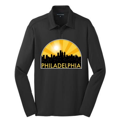 Philadelphia Skyline Burst Silk Touch Performance Long Sleeve Polo