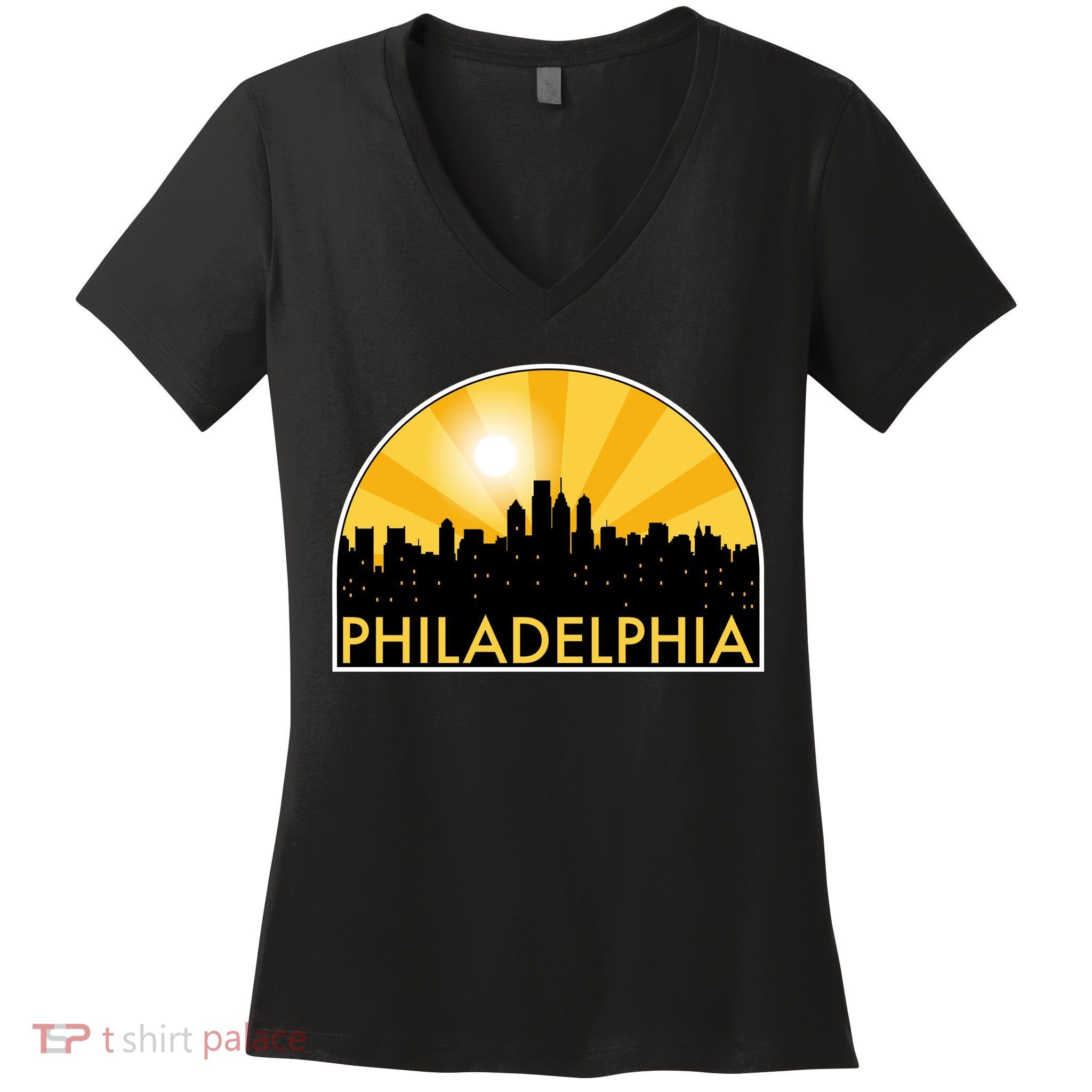 Philadelphia Skyline Burst Women's V-Neck T-Shirt