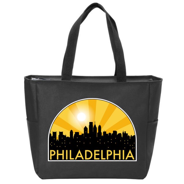 Philadelphia Skyline Burst Zip Tote Bag