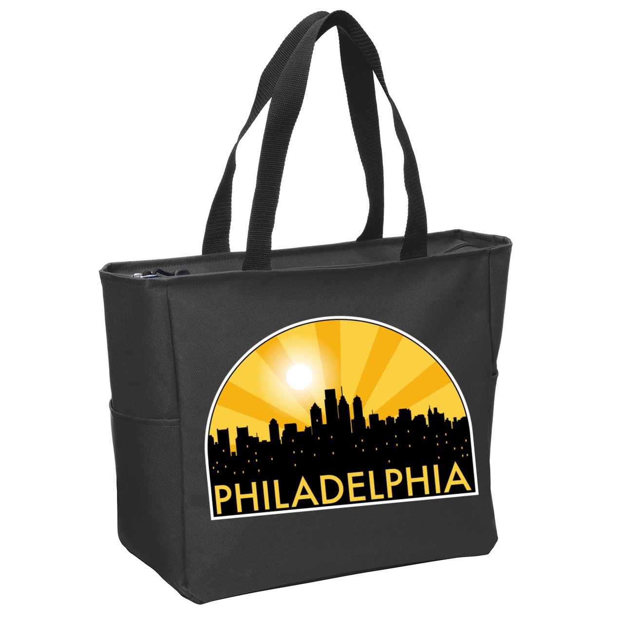 Philadelphia Skyline Burst Zip Tote Bag