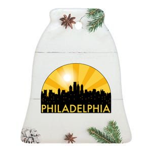 Philadelphia Skyline Burst Ceramic Bell Ornament