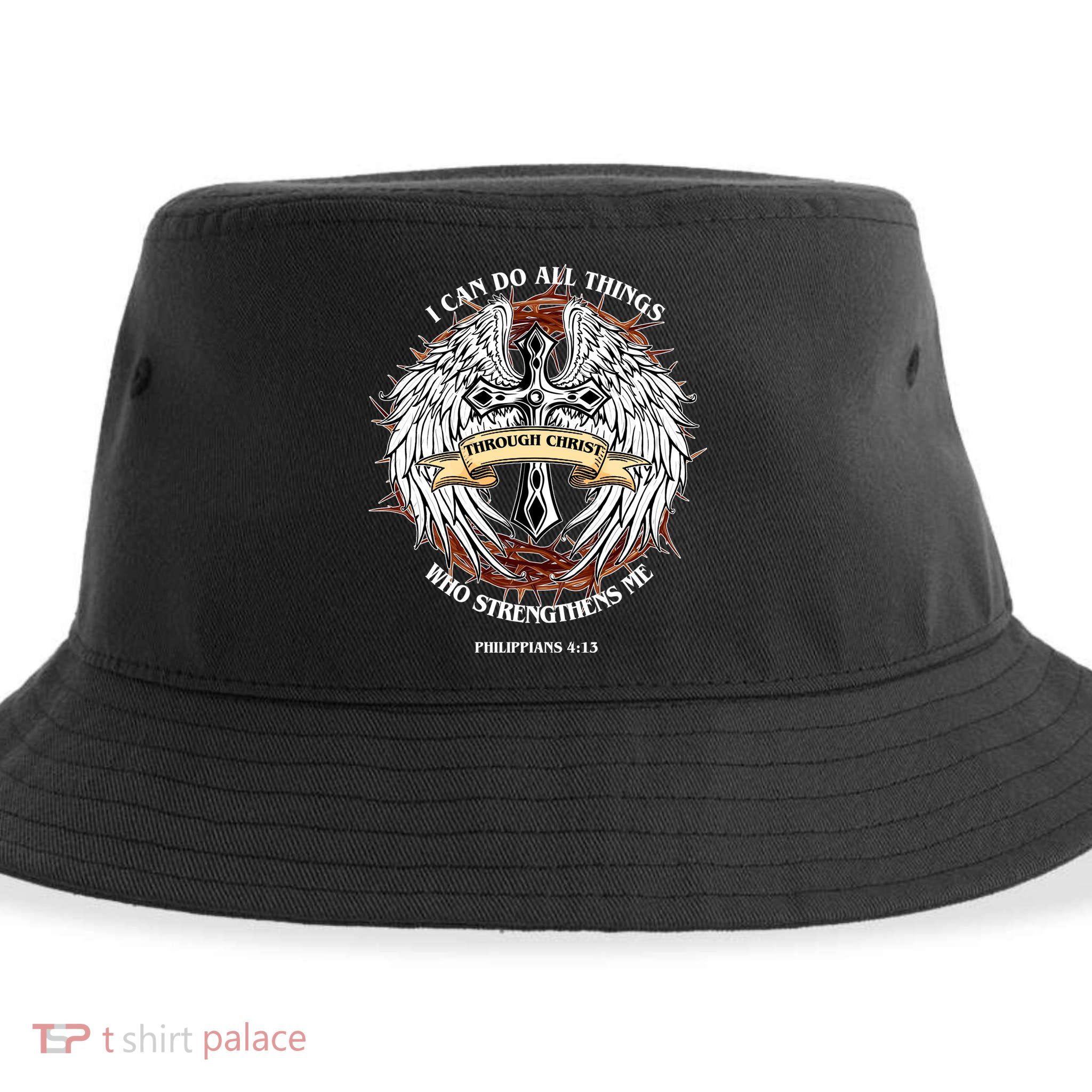 Philippians 4 13 I Can Do All Things Strengthens Me Sustainable Bucket Hat