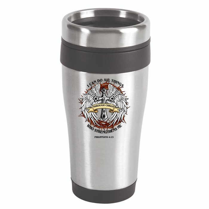 Philippians 4 13 I Can Do All Things Strengthens Me 16oz Travel Tumbler