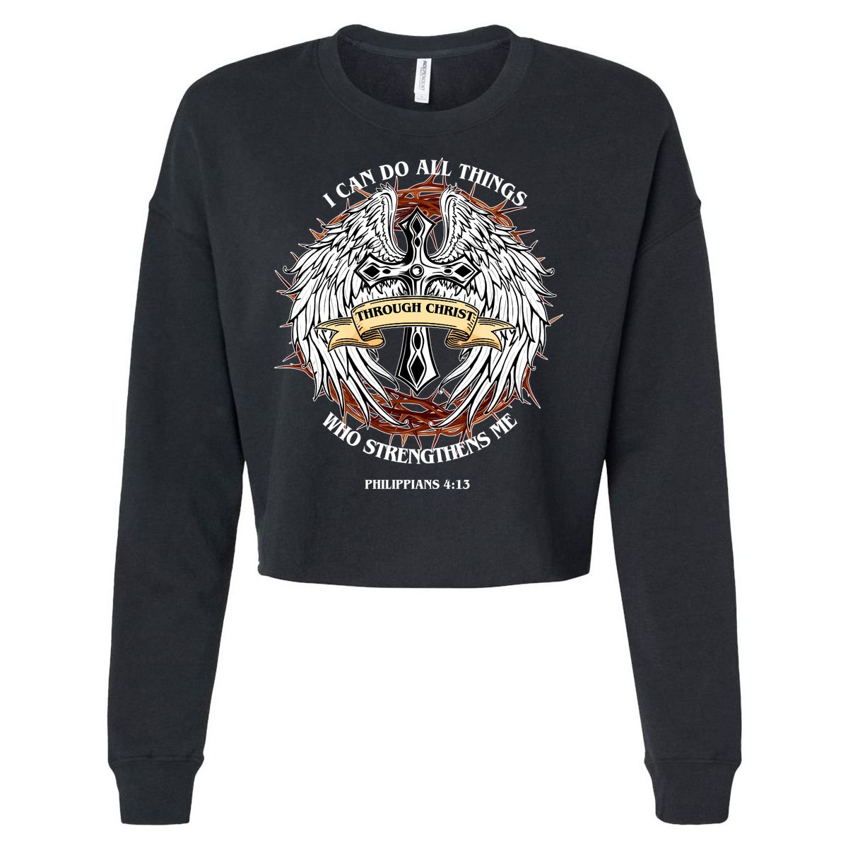 Philippians 4 13 I Can Do All Things Strengthens Me Cropped Pullover Crew