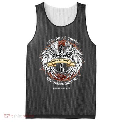 Philippians 4 13 I Can Do All Things Strengthens Me Mesh Reversible Basketball Jersey Tank