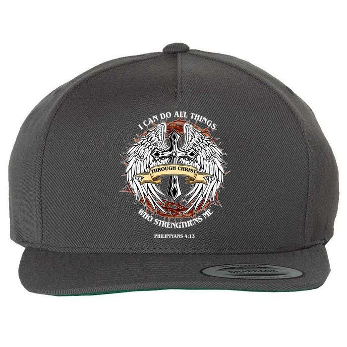 Philippians 4 13 I Can Do All Things Strengthens Me Wool Snapback Cap
