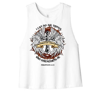 Philippians 4 13 I Can Do All Things Strengthens Me Women's Racerback Cropped Tank