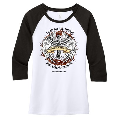 Philippians 4 13 I Can Do All Things Strengthens Me Women's Tri-Blend 3/4-Sleeve Raglan Shirt