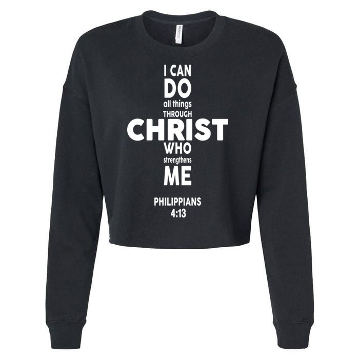 Philippians 4:13 I Can Do All Thing Through Christ Cropped Pullover Crew