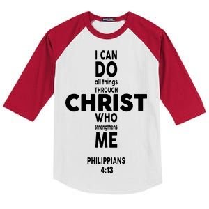 Philippians 4:13 I Can Do All Thing Through Christ Kids Colorblock Raglan Jersey