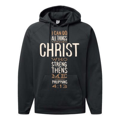 Philippians Bible Quote Cross Performance Fleece Hoodie