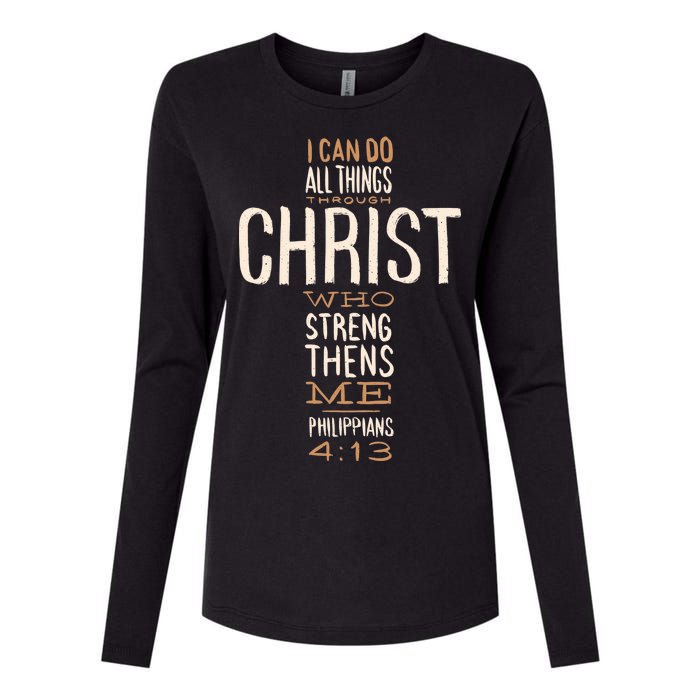 Philippians Bible Quote Cross Womens Cotton Relaxed Long Sleeve T-Shirt