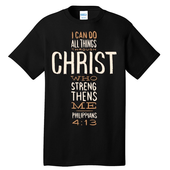 Philippians Bible Quote Cross Tall T-Shirt