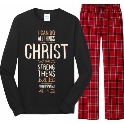 Philippians Bible Quote Cross Long Sleeve Pajama Set