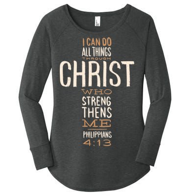 Philippians Bible Quote Cross Women's Perfect Tri Tunic Long Sleeve Shirt