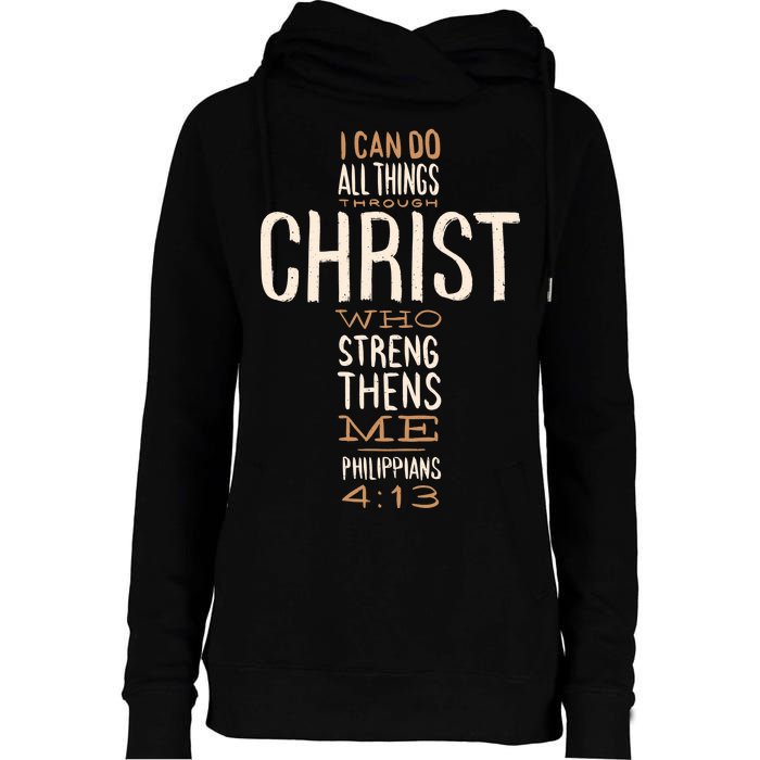 Philippians Bible Quote Cross Womens Funnel Neck Pullover Hood