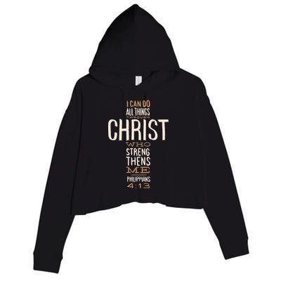 Philippians Bible Quote Cross Crop Fleece Hoodie