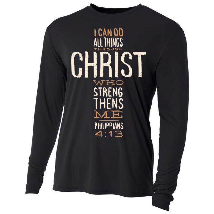 Philippians Bible Quote Cross Cooling Performance Long Sleeve Crew