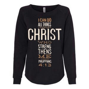 Philippians Bible Quote Cross Womens California Wash Sweatshirt