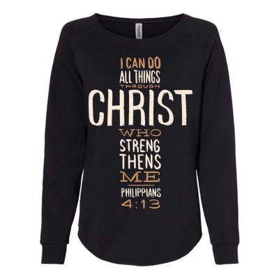 Philippians Bible Quote Cross Womens California Wash Sweatshirt