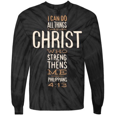 Philippians Bible Quote Cross Tie-Dye Long Sleeve Shirt