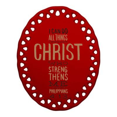 Philippians Bible Quote Cross Ceramic Oval Ornament