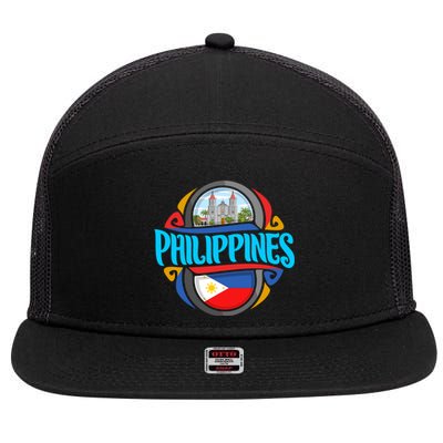 Philippines 7 Panel Mesh Trucker Snapback Hat