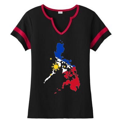 Philippines Map Flag Ladies Halftime Notch Neck Tee