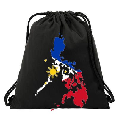 Philippines Map Flag Drawstring Bag