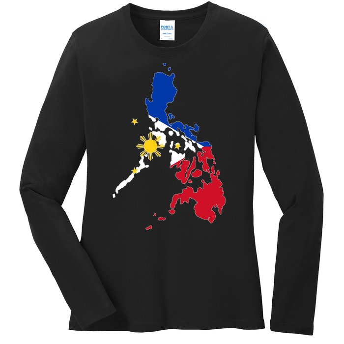 Philippines Map Flag Ladies Long Sleeve Shirt