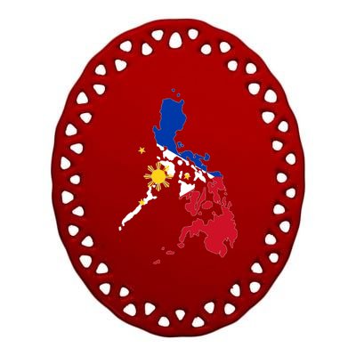 Philippines Map Flag Ceramic Oval Ornament