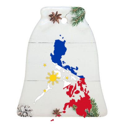 Philippines Map Flag Ceramic Bell Ornament