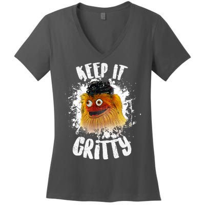 Philly Keep it Gritty Hockey Mascot Women's V-Neck T-Shirt