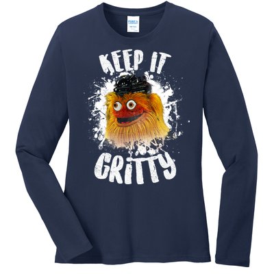 Philly Keep it Gritty Hockey Mascot Ladies Long Sleeve Shirt