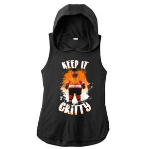 Philly Keep it Gritty Mascot  Ladies PosiCharge Tri-Blend Wicking Draft Hoodie Tank