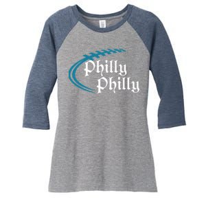 Philly Philly Football Logo Women's Tri-Blend 3/4-Sleeve Raglan Shirt