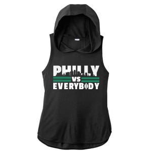 Philly Vs Everybody City Logo Ladies PosiCharge Tri-Blend Wicking Draft Hoodie Tank