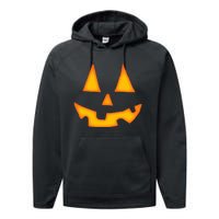 Pumpkin Halloween Jack O Lantern Face Performance Fleece Hoodie