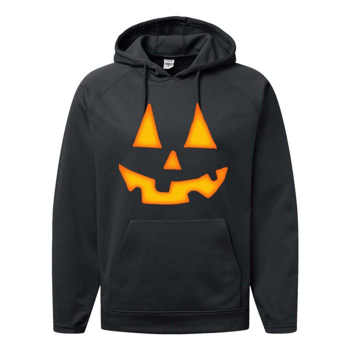 Pumpkin Halloween Jack O Lantern Face Performance Fleece Hoodie