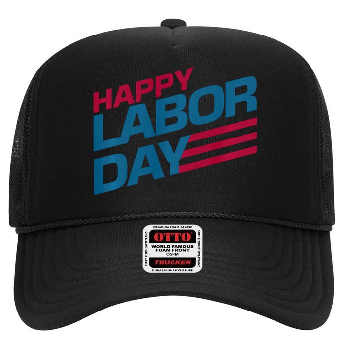 Parade Happy Labor Day High Crown Mesh Back Trucker Hat