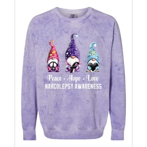 Peace Hope Love Gnomes Narcolepsy Awareness Gift Colorblast Crewneck Sweatshirt