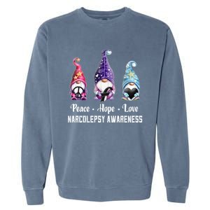 Peace Hope Love Gnomes Narcolepsy Awareness Gift Garment-Dyed Sweatshirt