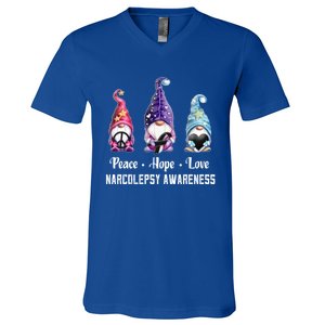 Peace Hope Love Gnomes Narcolepsy Awareness Gift V-Neck T-Shirt