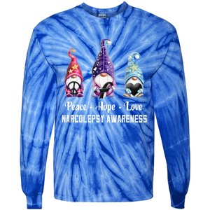 Peace Hope Love Gnomes Narcolepsy Awareness Gift Tie-Dye Long Sleeve Shirt