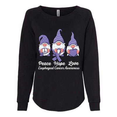 Peace Hope Love Ribbon Gnomes Esophageal Cancer Awareness Gift Womens California Wash Sweatshirt