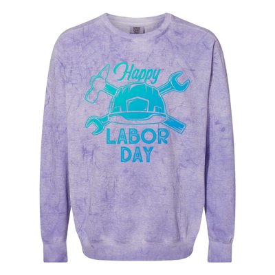 Proud Happy Labor Day Workers Union Strong Usa Flag Great Gift Colorblast Crewneck Sweatshirt