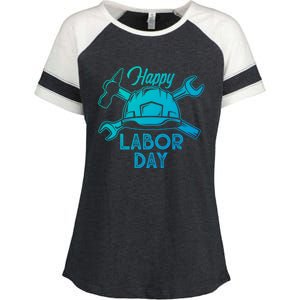 Proud Happy Labor Day Workers Union Strong Usa Flag Great Gift Enza Ladies Jersey Colorblock Tee