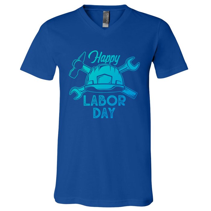 Proud Happy Labor Day Workers Union Strong Usa Flag Great Gift V-Neck T-Shirt