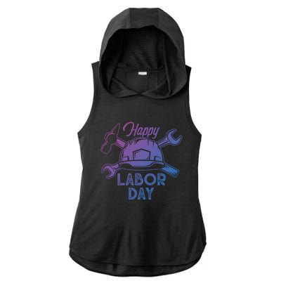 Proud Happy Labor Day Workers Union Strong Usa Flag Great Gift Ladies PosiCharge Tri-Blend Wicking Draft Hoodie Tank