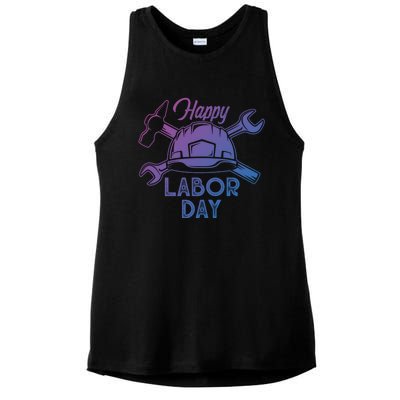 Proud Happy Labor Day Workers Union Strong Usa Flag Great Gift Ladies PosiCharge Tri-Blend Wicking Tank